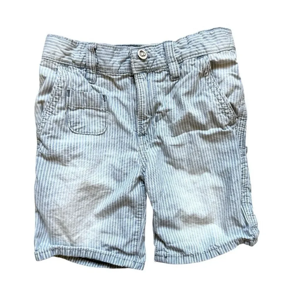 Youth Boys Gap Railroad Stripe Chambray Chino Shorts - Sz 5 yrs